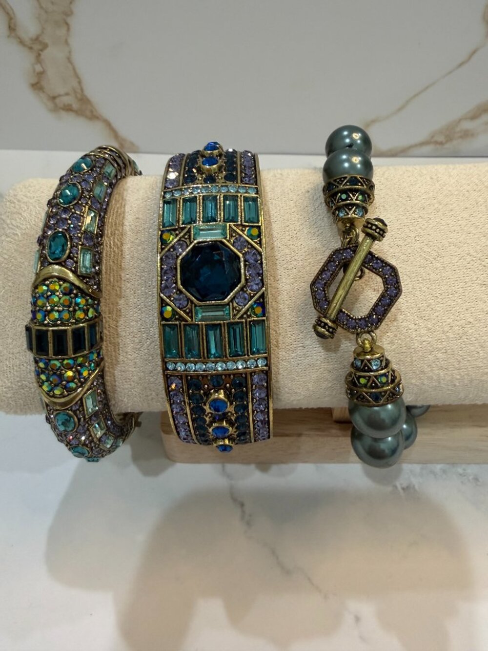 Heidi Daus "Lavish Layers" Aurora Borealis Bracelet Set M/L
